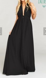 Luna Halter Dress- Black Chiffon